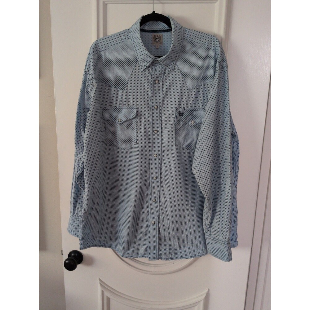 Cinch Modern Fit Western Long Sleeve Shirt  Blue Mens Size Large Rodeo Cowboy